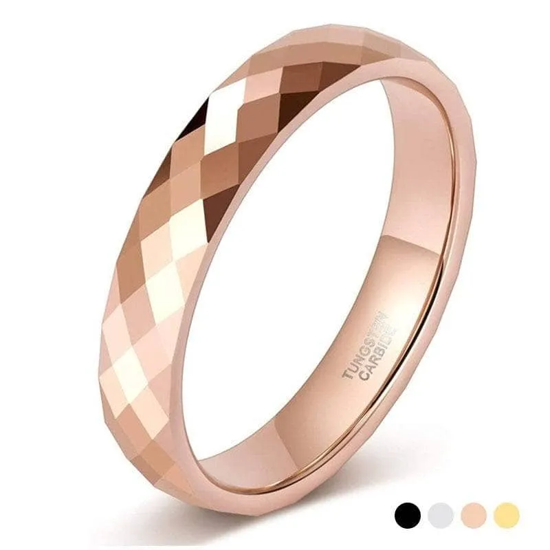 4mm Multi-Faceted Tungsten Wedding Band