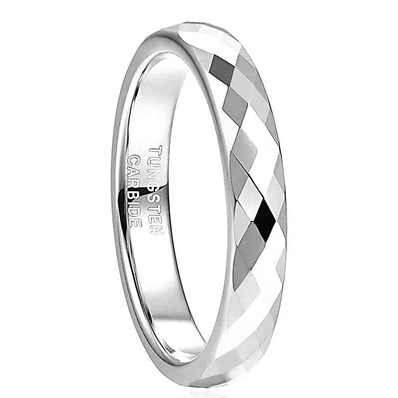 4mm Multi-Faceted Tungsten Wedding Band