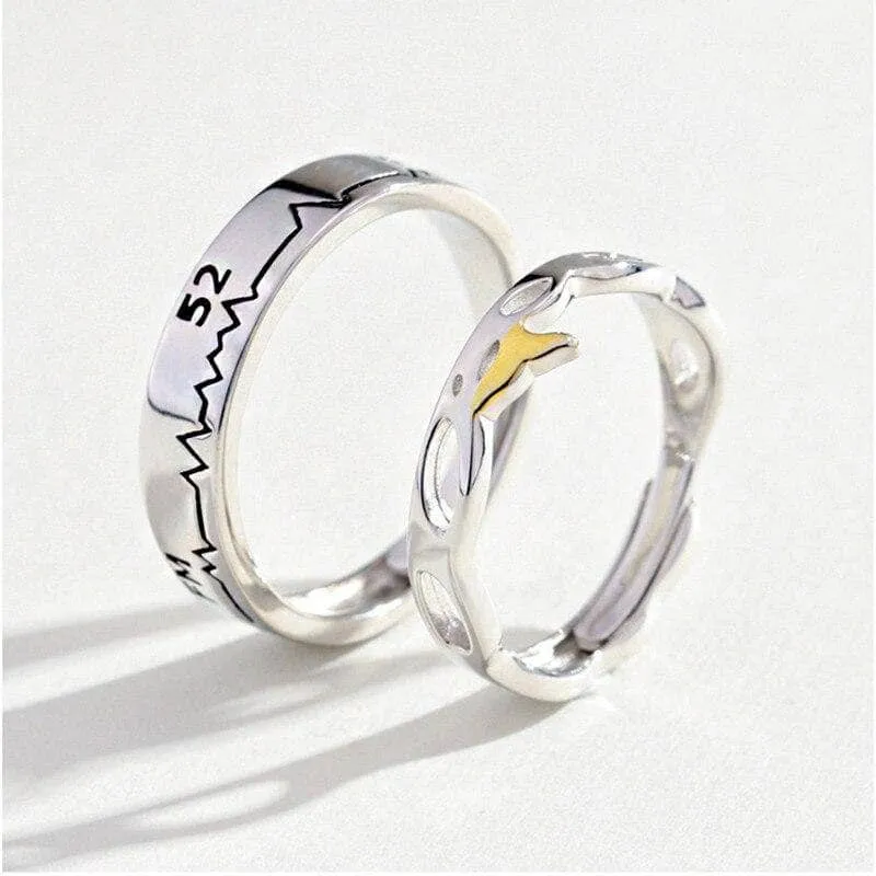 52 HZ Whale Couple Adjustable Ring