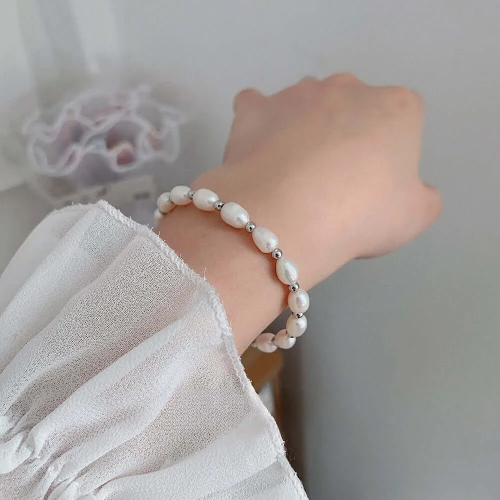 925 Silver Trendolla Silver Ball Freshwater Pearl Bracelet