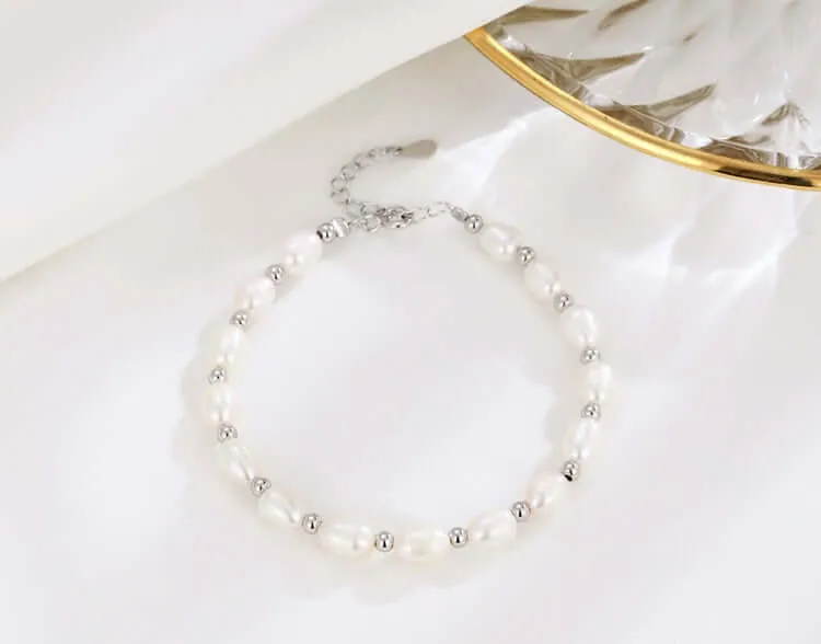 925 Silver Trendolla Silver Ball Freshwater Pearl Bracelet