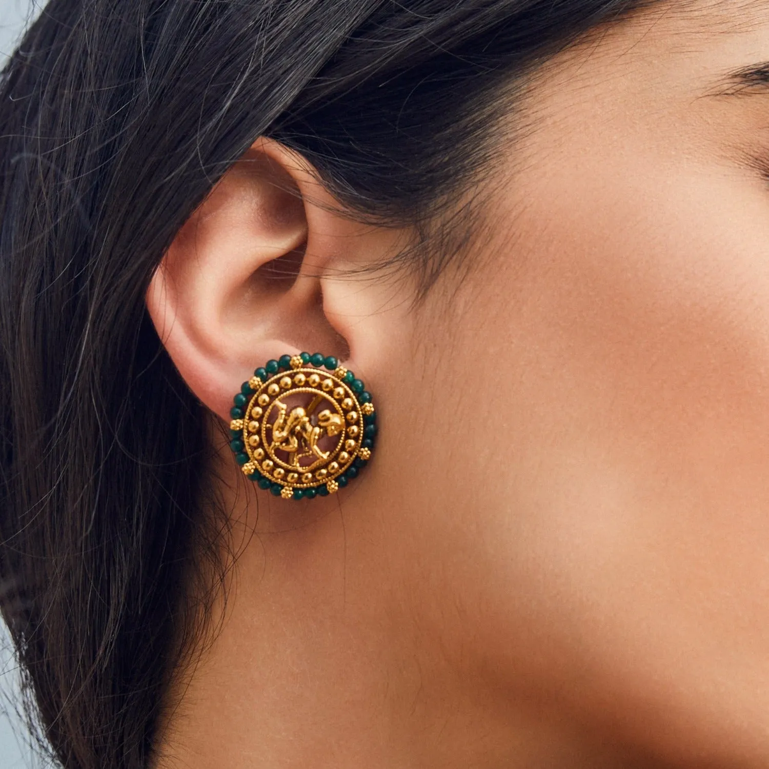 Anutama Nakshi Antique Stud Earrings