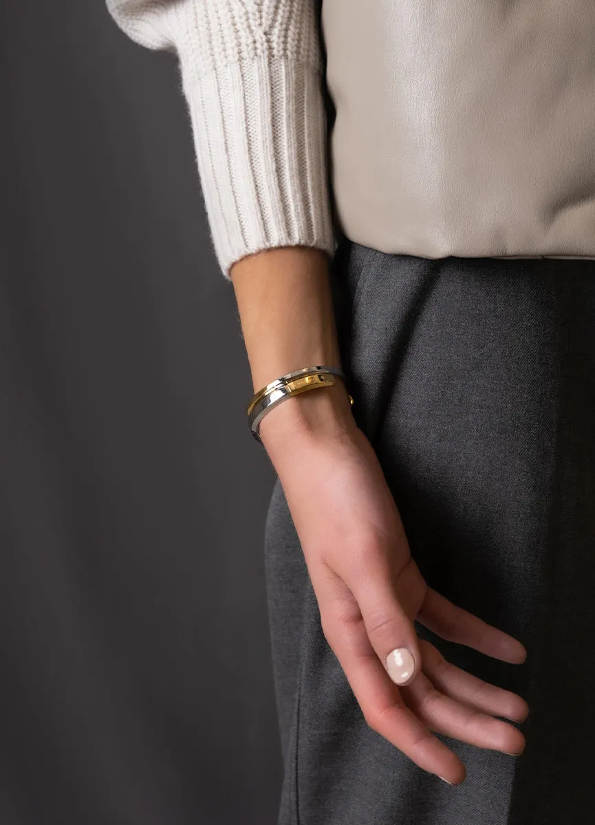 Bangle | Thin Icon Cuff Two Tone | Silver & Gold Plated