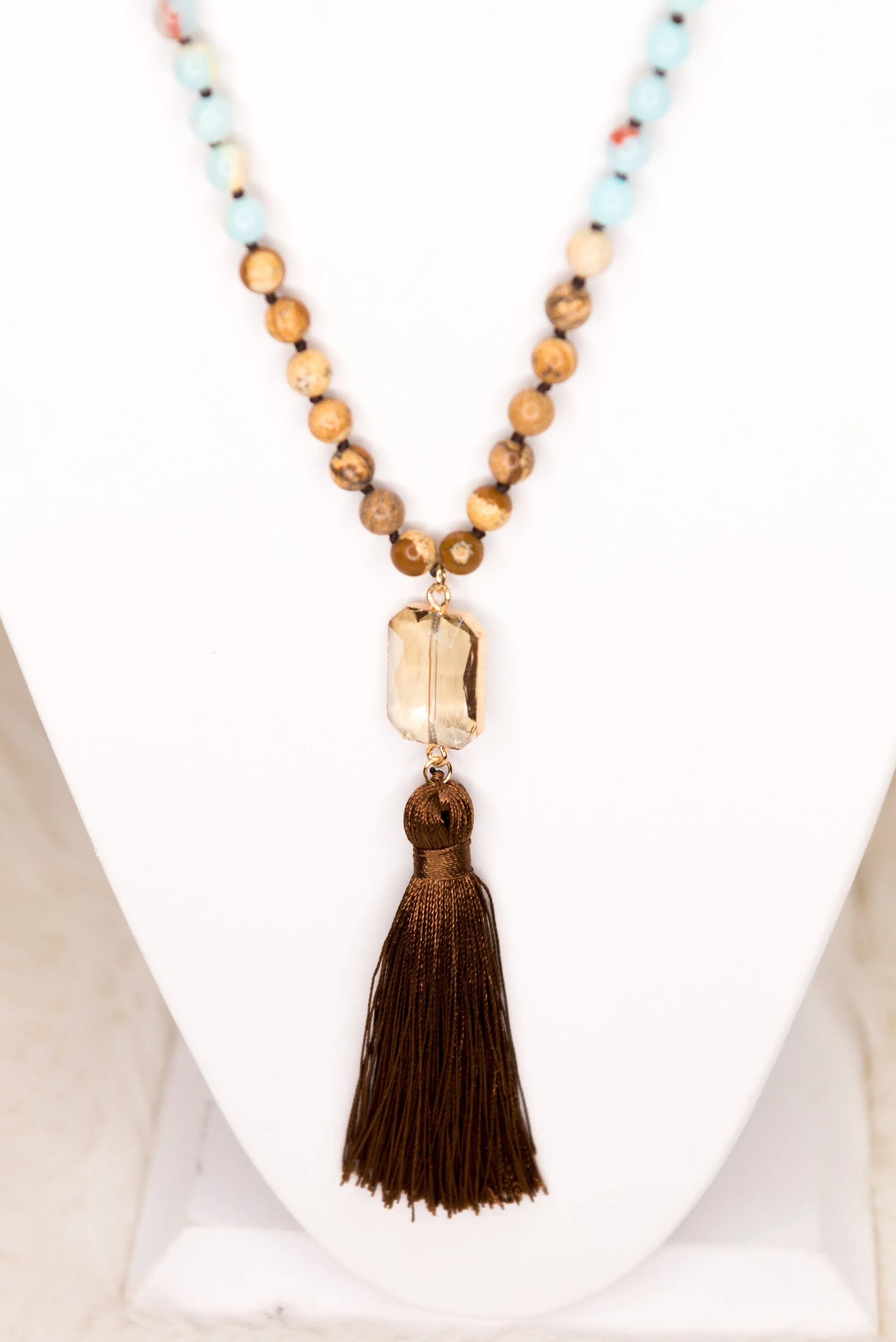 Beaded Pendant Necklace With Tassel