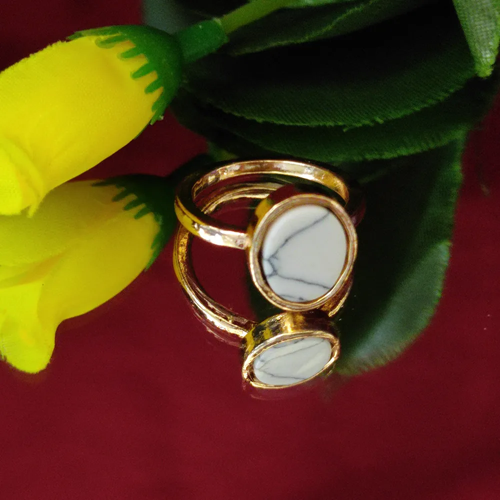 Bhavi Jewels Gold Plated White Turquoise Finger Ring