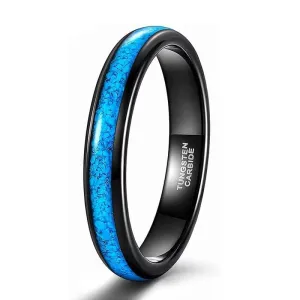 Blue Turquoise Tungsten Men's Wedding Band