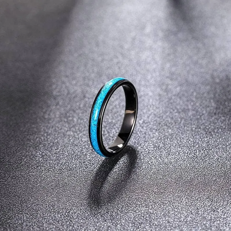 Blue Turquoise Tungsten Men's Wedding Band