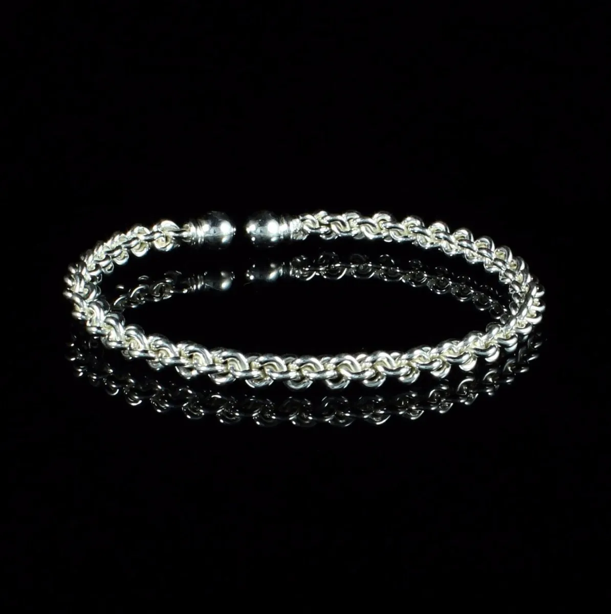 Braided Flexible Small Solid Ball Bangle