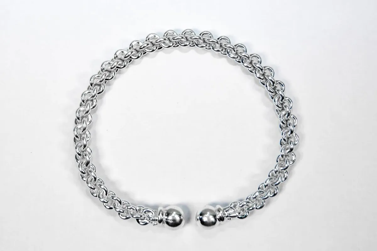 Braided Flexible Small Solid Ball Bangle