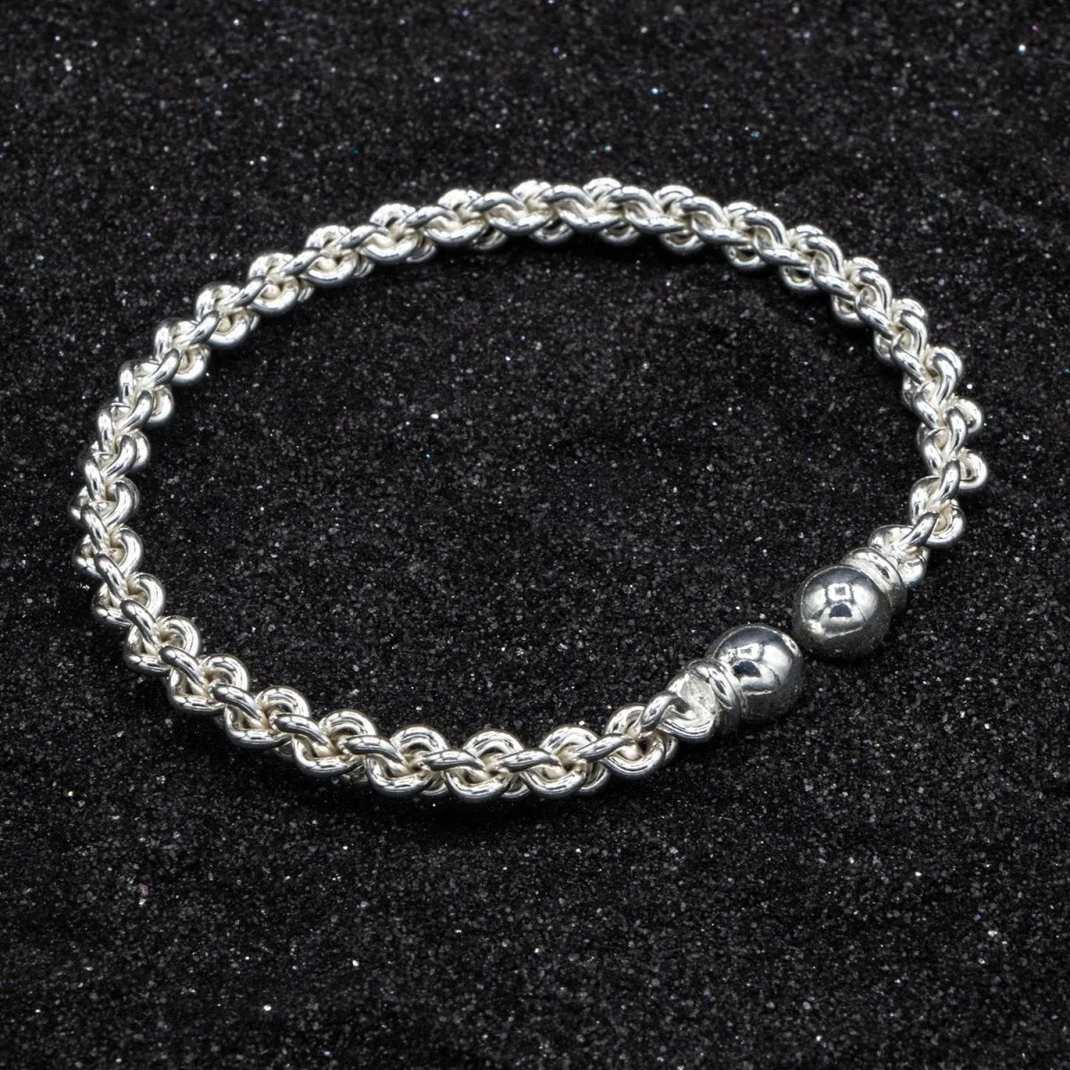 Braided Flexible Small Solid Ball Bangle