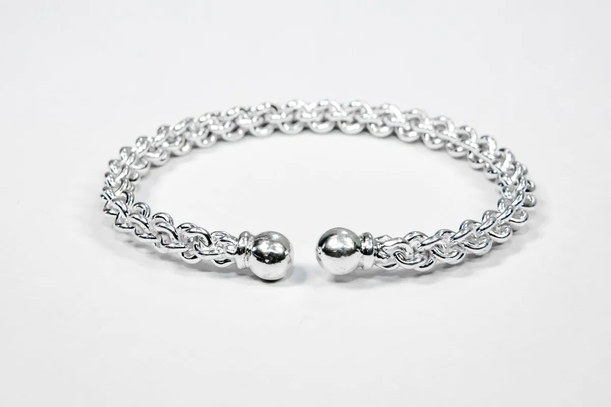 Braided Flexible Small Solid Ball Bangle