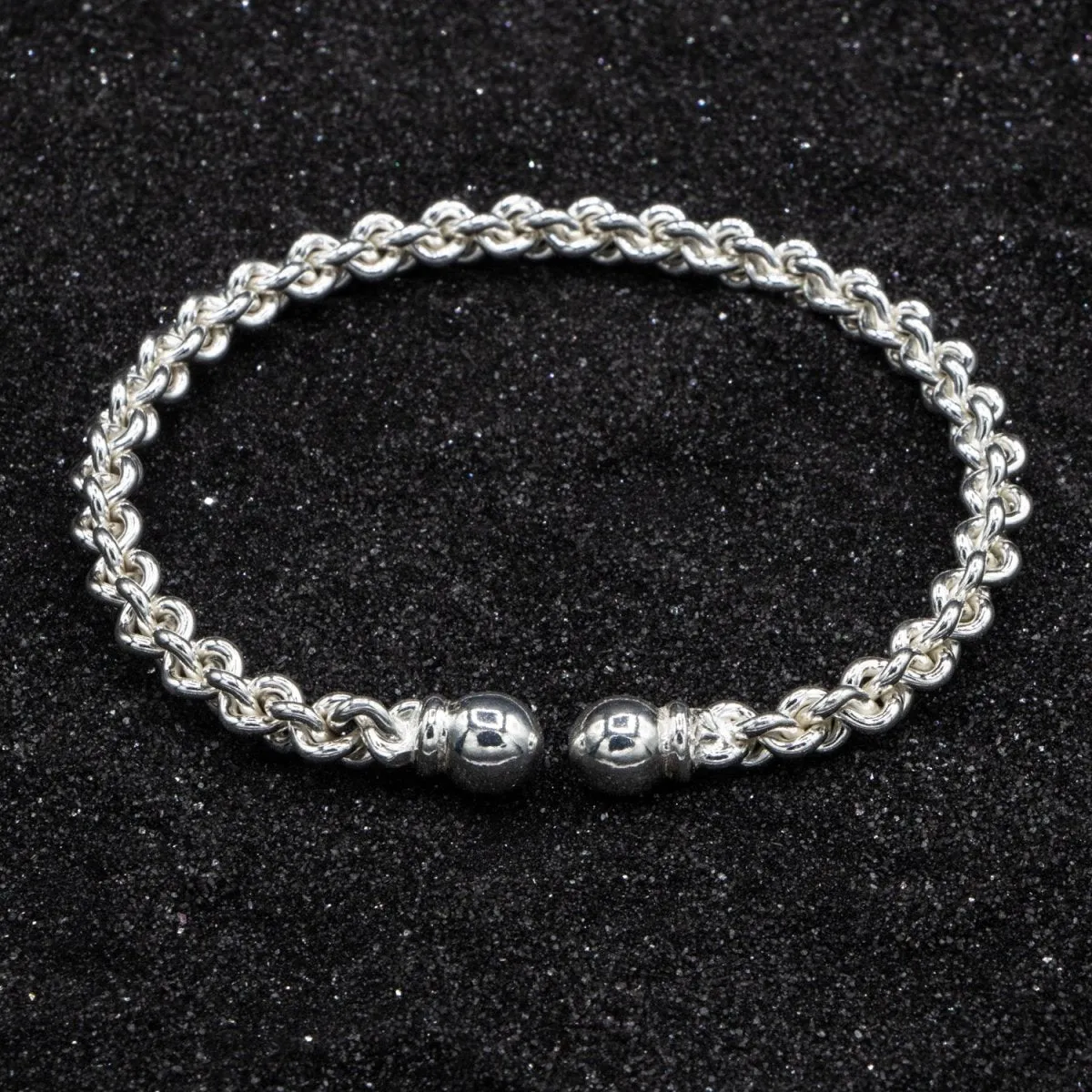 Braided Flexible Small Solid Ball Bangle