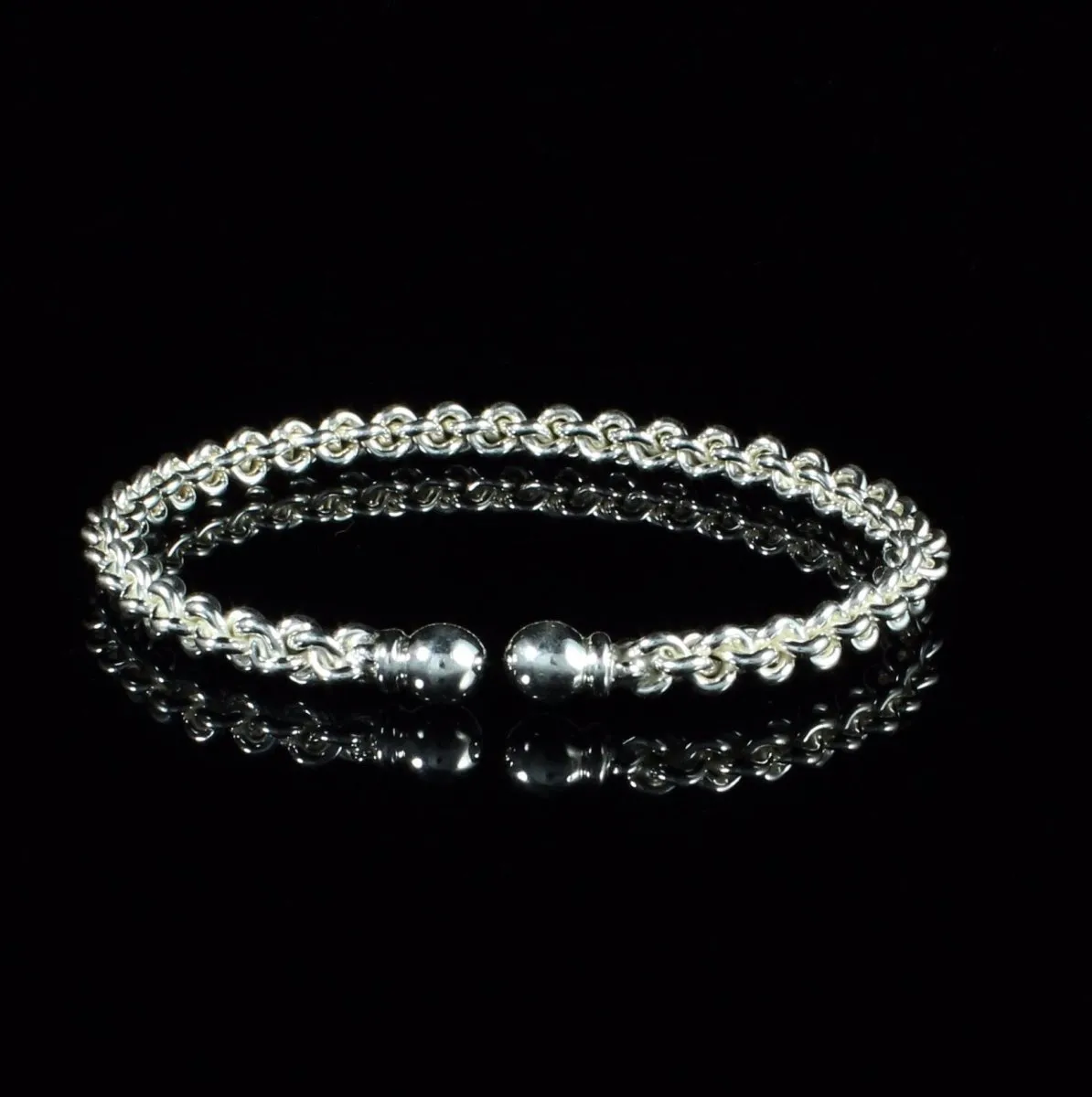 Braided Flexible Small Solid Ball Bangle