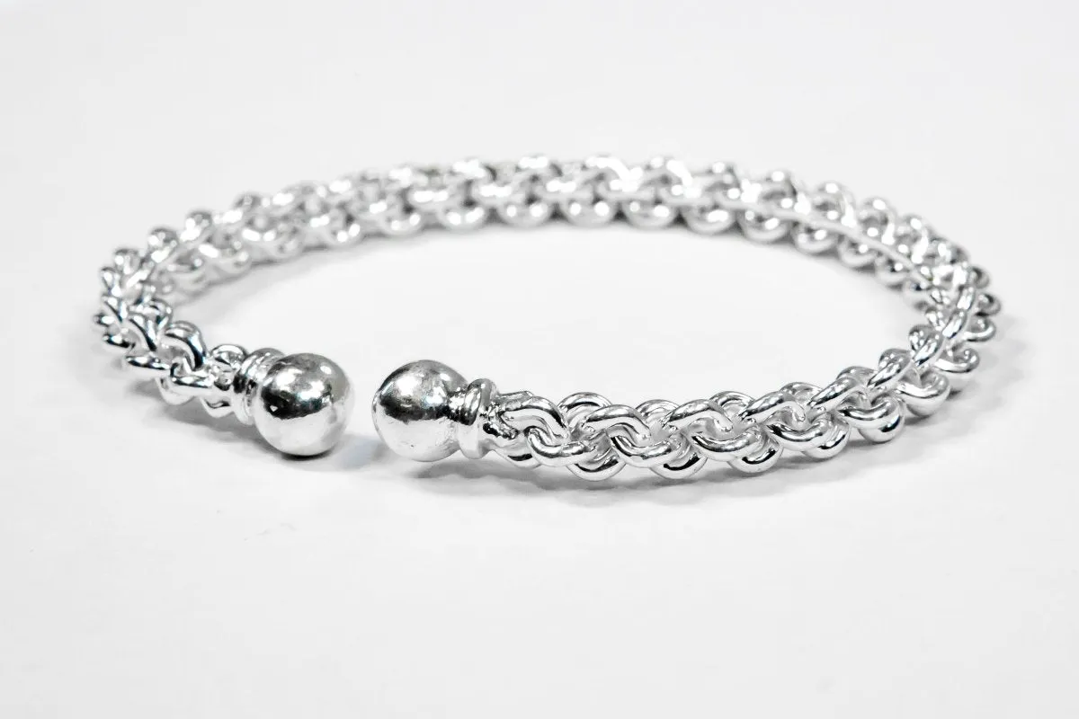 Braided Flexible Small Solid Ball Bangle