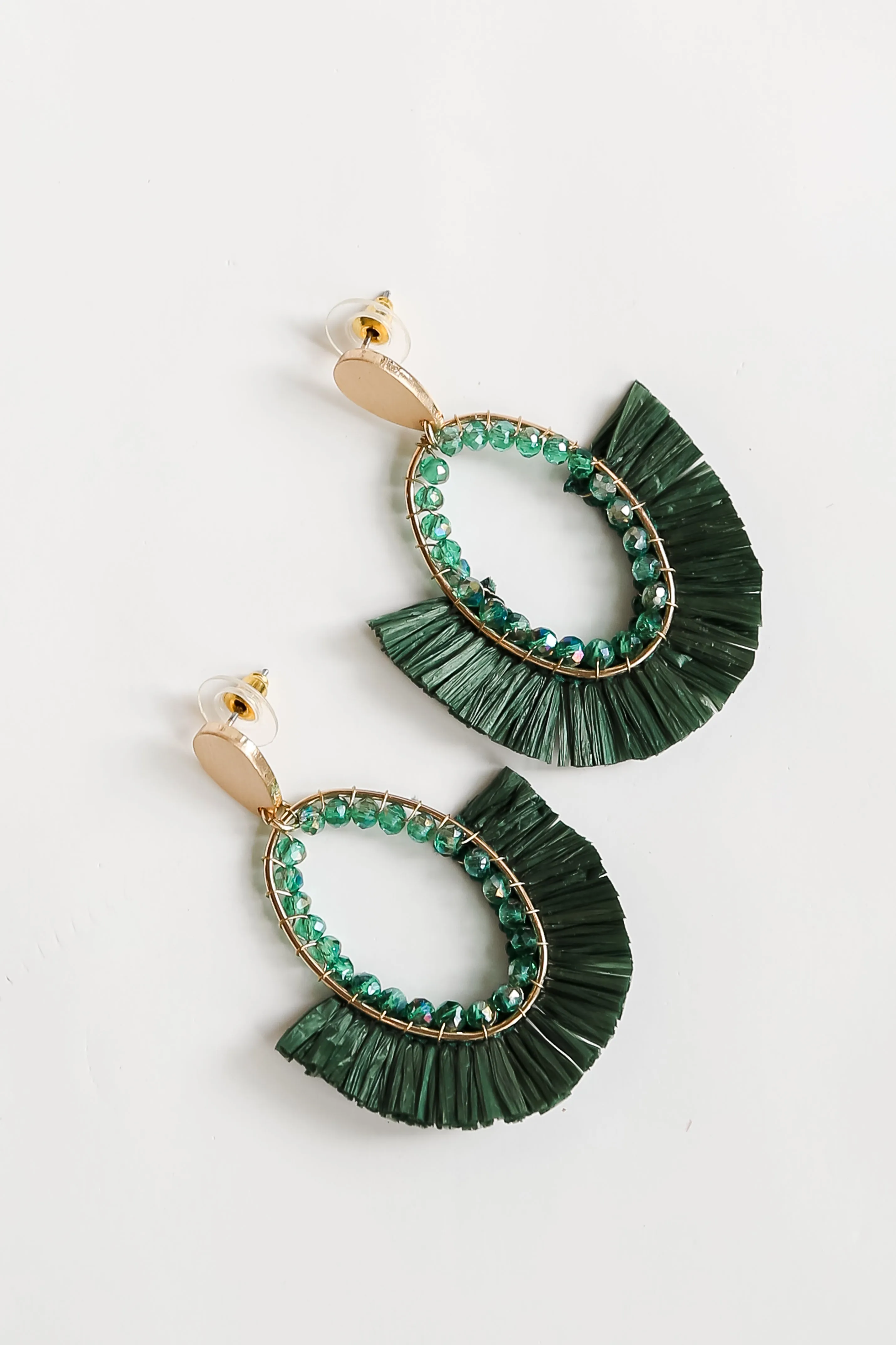 Brittany Green Fringe Statement Earrings