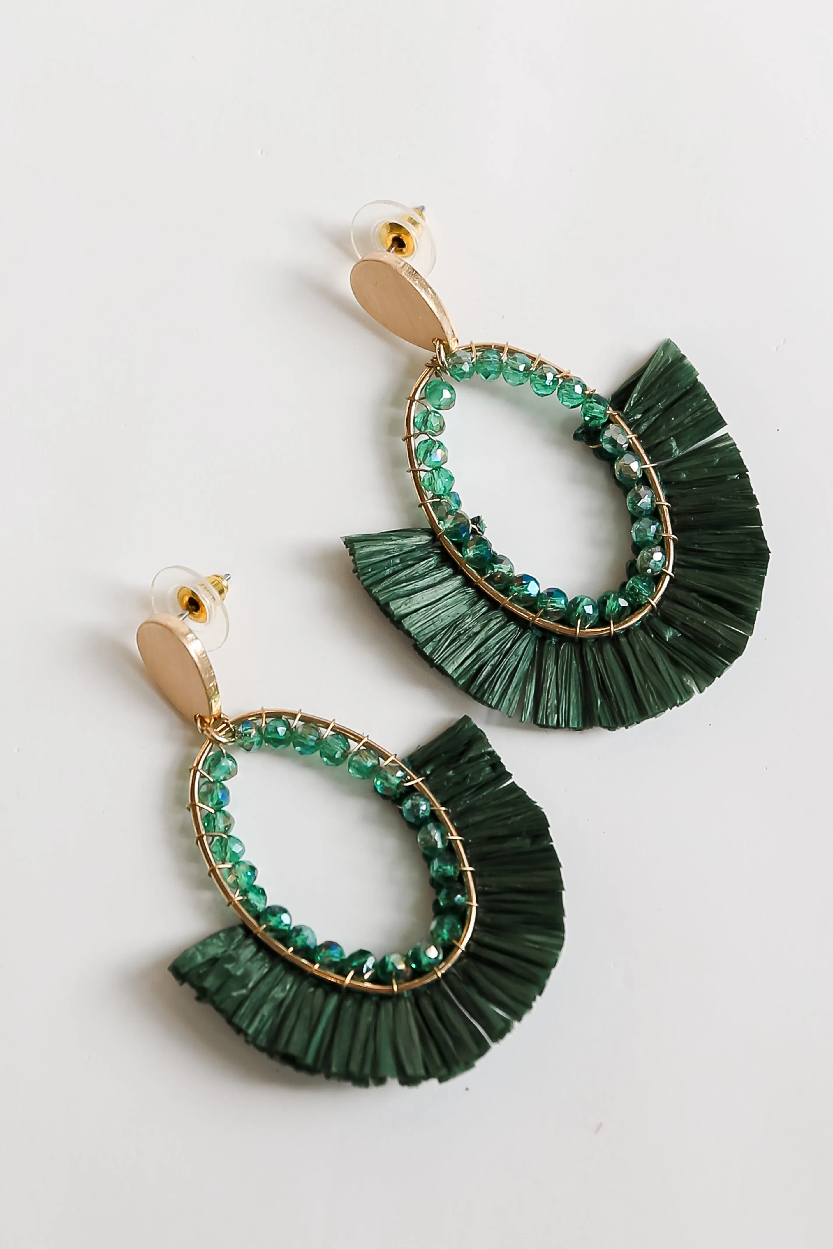 Brittany Green Fringe Statement Earrings