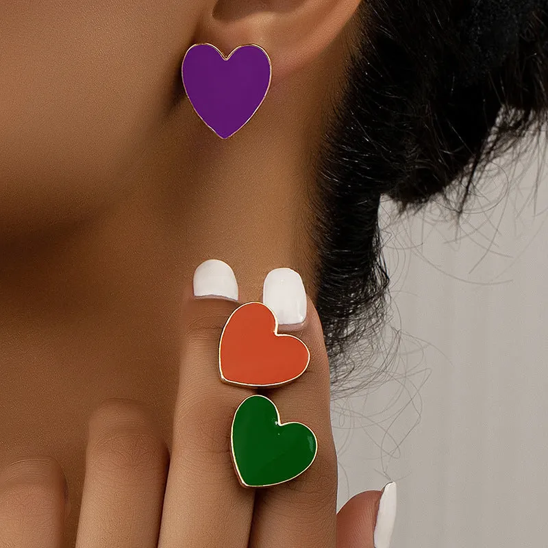 Candy-Colored Drip Love Earrings Set - Vienna Verve Collection