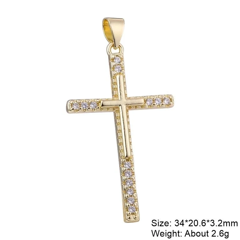 Casual Elegant Classic Style Cross Copper Plating Inlay Zircon 18k Gold Plated White Gold Plated Charms