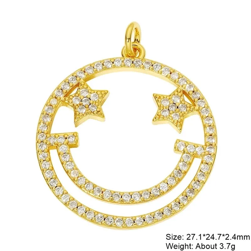 Casual Elegant Classic Style Cross Copper Plating Inlay Zircon 18k Gold Plated White Gold Plated Charms