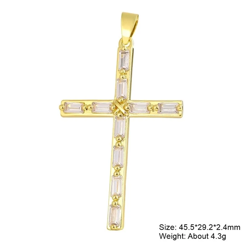 Casual Elegant Classic Style Cross Copper Plating Inlay Zircon 18k Gold Plated White Gold Plated Charms