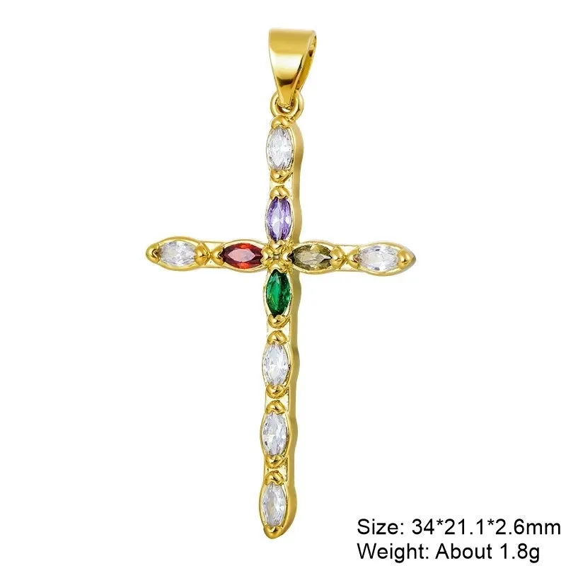 Casual Elegant Classic Style Cross Copper Plating Inlay Zircon 18k Gold Plated White Gold Plated Charms