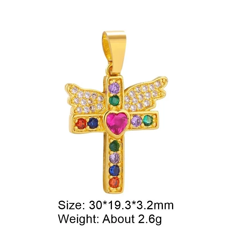 Casual Elegant Classic Style Cross Copper Plating Inlay Zircon 18k Gold Plated White Gold Plated Charms