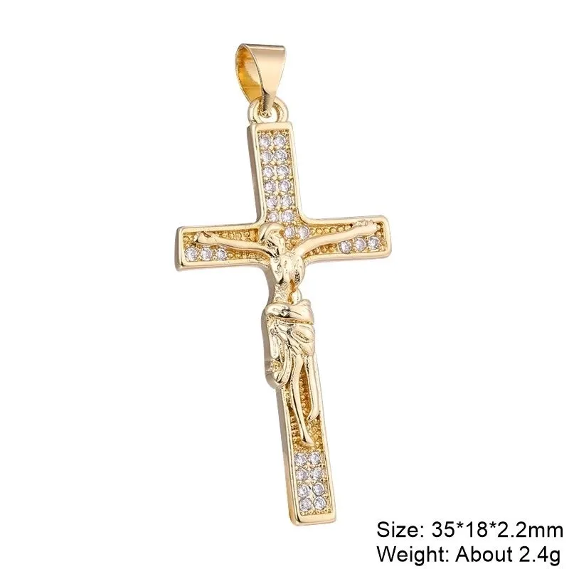 Casual Elegant Classic Style Cross Copper Plating Inlay Zircon 18k Gold Plated White Gold Plated Charms