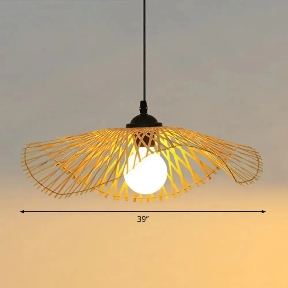 Chinese Style Lotus Leaf Pendant Light: Elegant Bamboo Hanging Light for Hallways