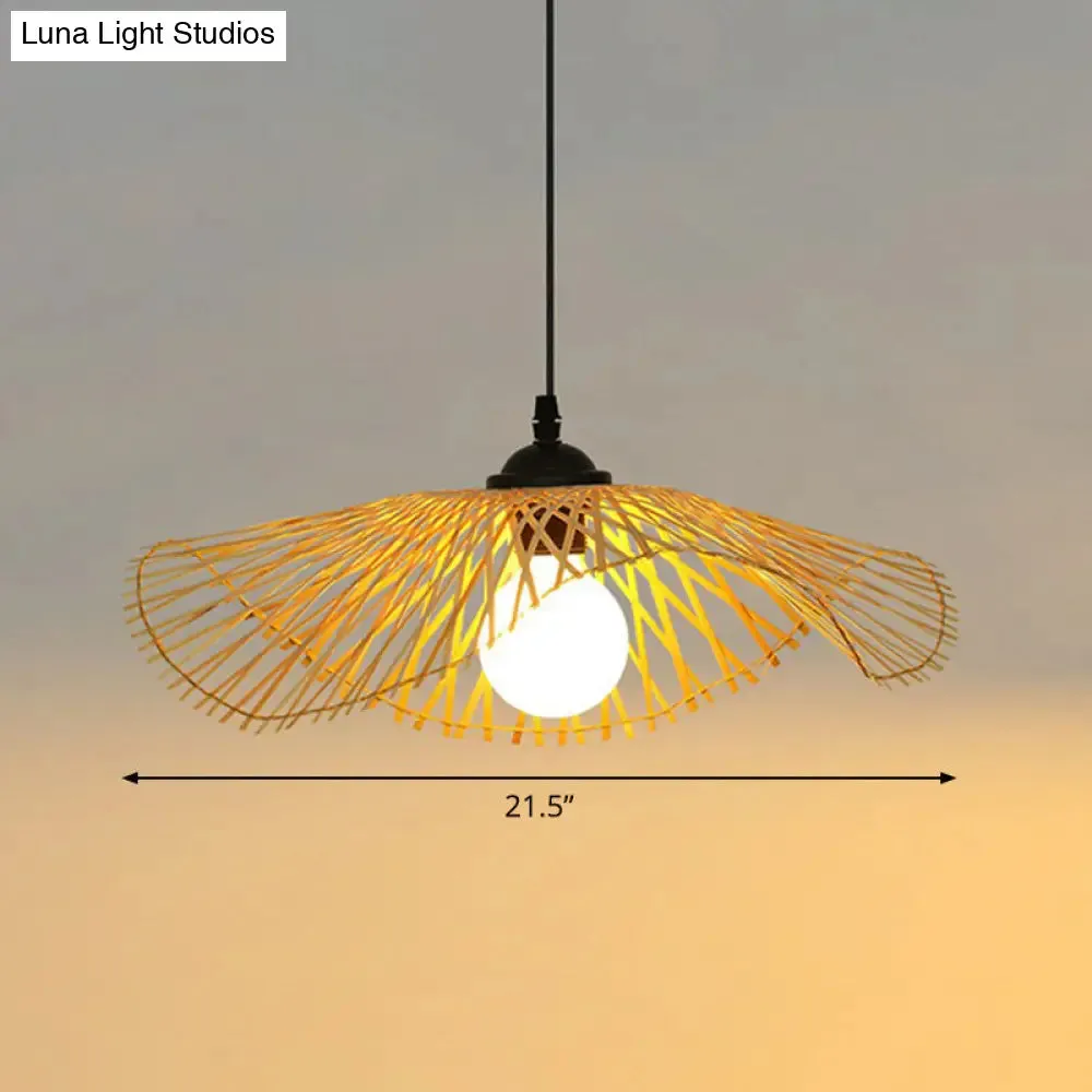 Chinese Style Lotus Leaf Pendant Light: Elegant Bamboo Hanging Light for Hallways