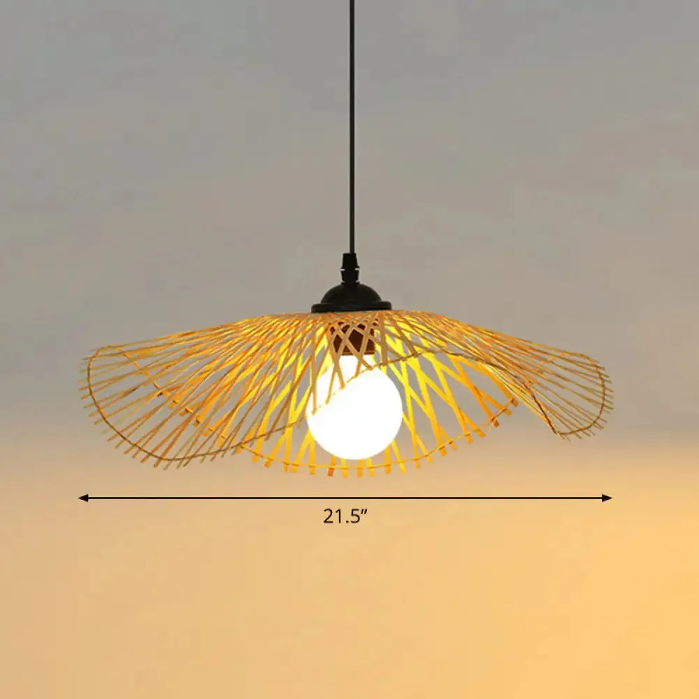 Chinese Style Lotus Leaf Pendant Light: Elegant Bamboo Hanging Light for Hallways