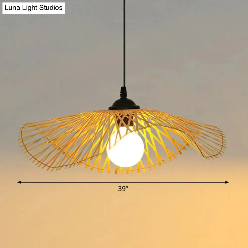 Chinese Style Lotus Leaf Pendant Light: Elegant Bamboo Hanging Light for Hallways