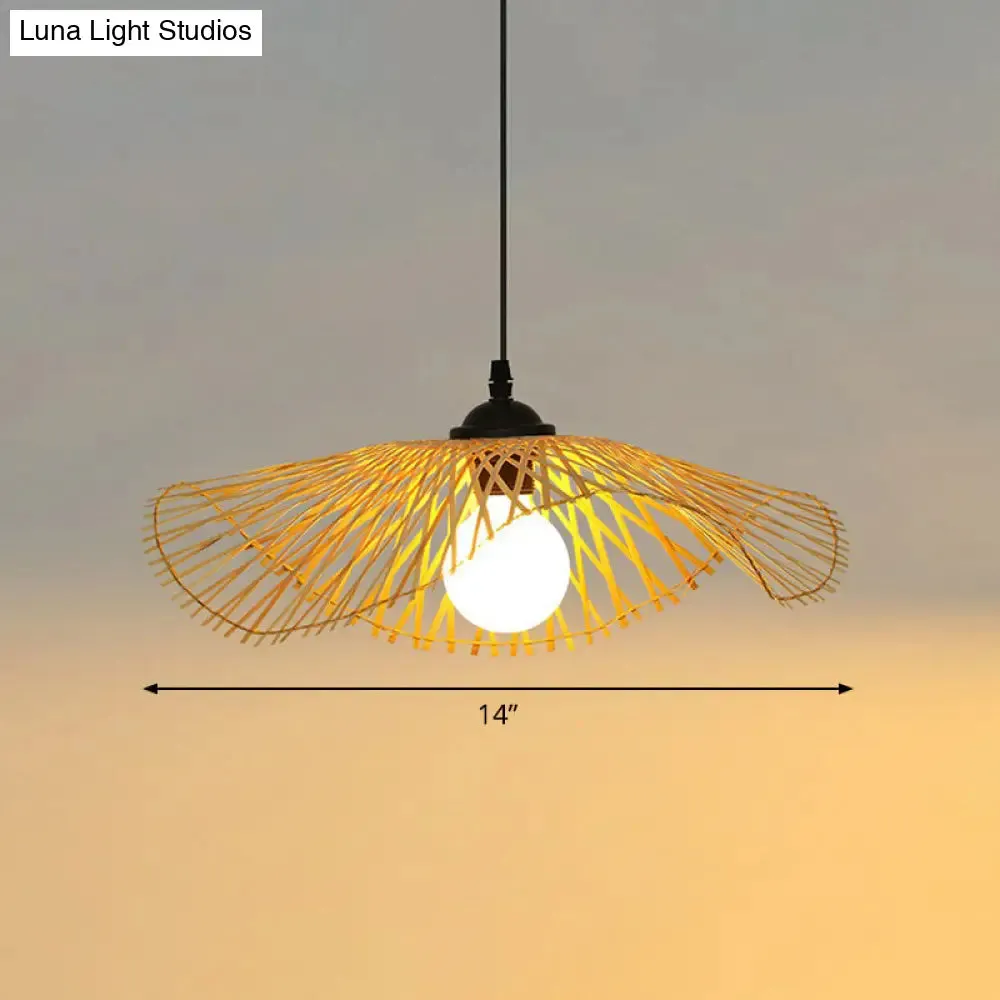 Chinese Style Lotus Leaf Pendant Light: Elegant Bamboo Hanging Light for Hallways