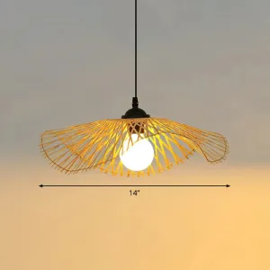 Chinese Style Lotus Leaf Pendant Light: Elegant Bamboo Hanging Light for Hallways