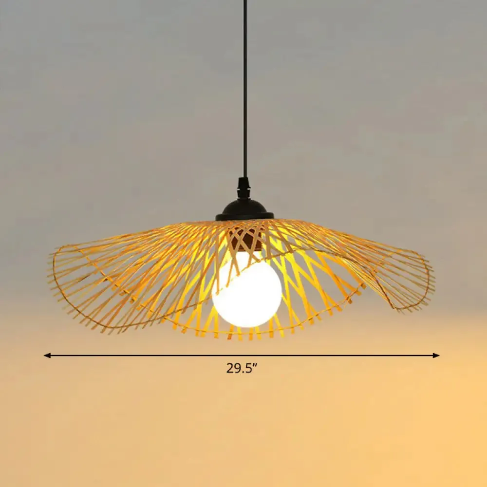 Chinese Style Lotus Leaf Pendant Light: Elegant Bamboo Hanging Light for Hallways