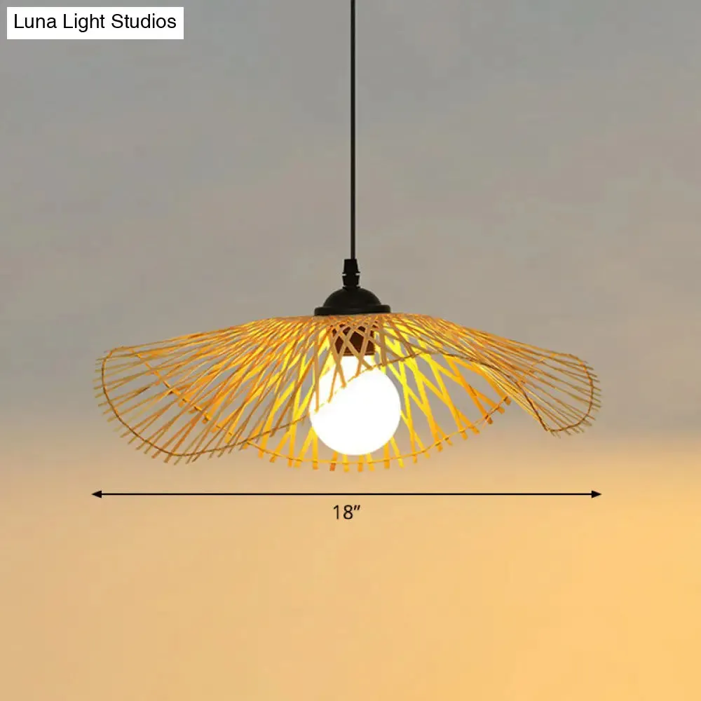 Chinese Style Lotus Leaf Pendant Light: Elegant Bamboo Hanging Light for Hallways