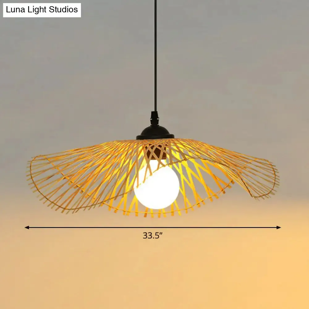 Chinese Style Lotus Leaf Pendant Light: Elegant Bamboo Hanging Light for Hallways