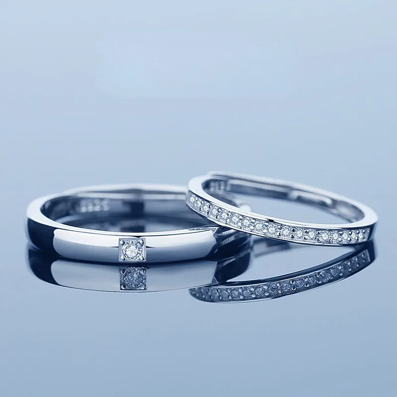 Classic Zircon Silver Couple Rings for Women