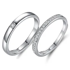 Classic Zircon Silver Couple Rings for Women