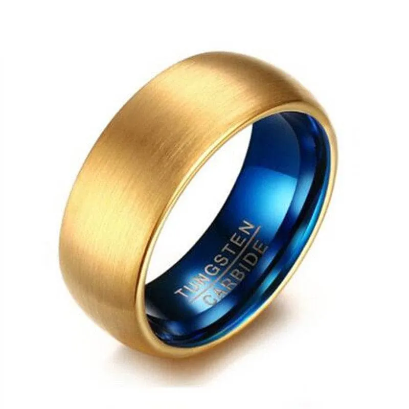 Classical Gold & Blue Men's Tungsten Wedding Band