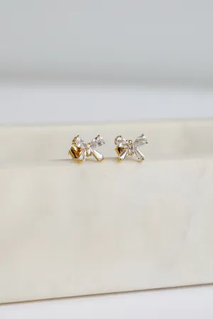 Claudia Gold Gemstone Bow Stud Earrings