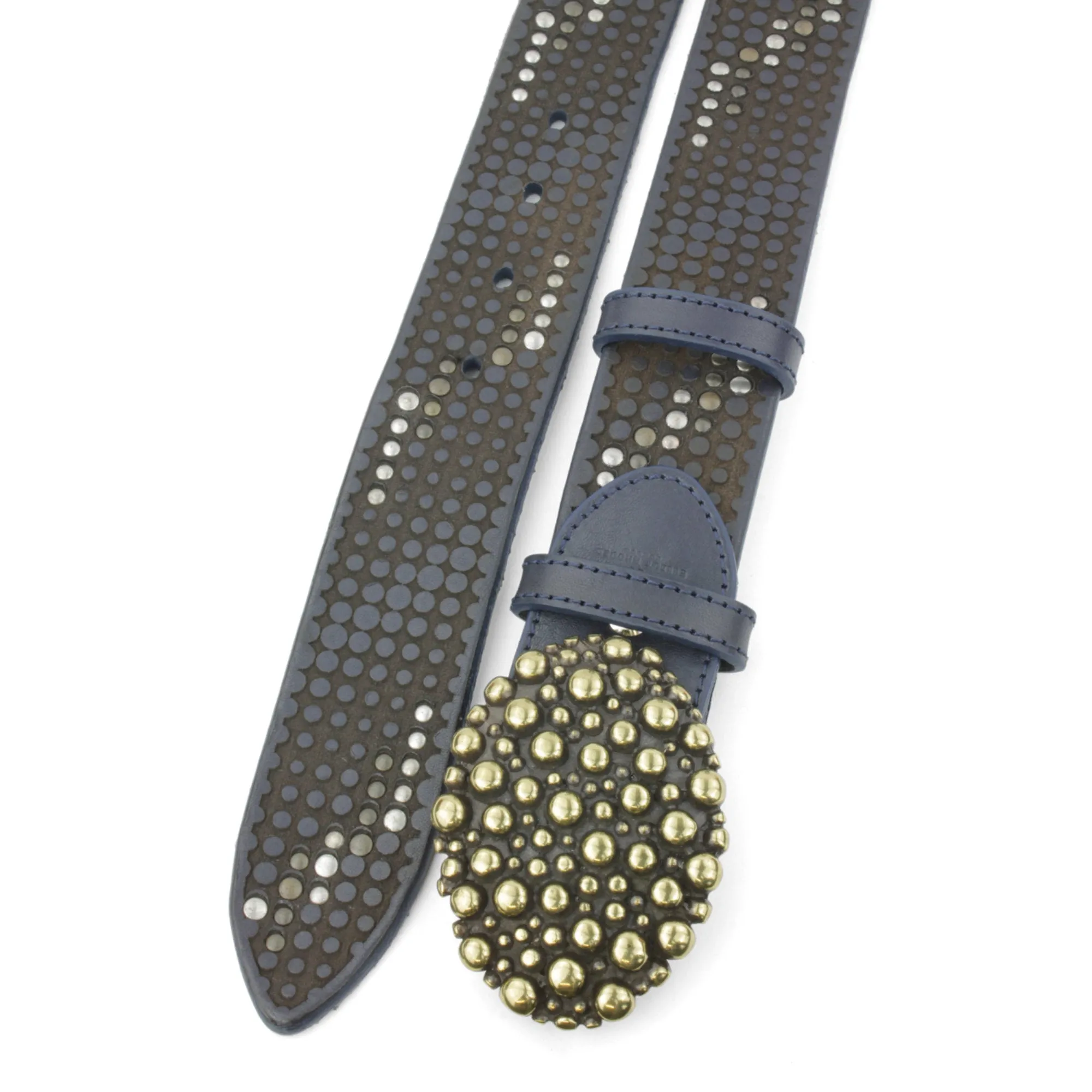 Clyde Navy Studded Bubble Oval Belt