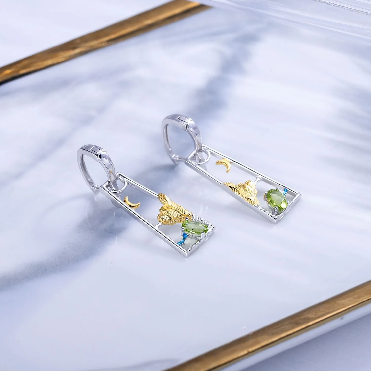 Colourful Gemstone Sterling Silver Drop Earrings for Women