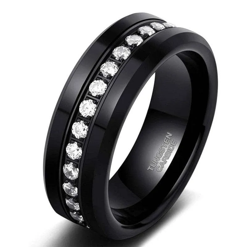 Created Diamond 8mm Black Tungsten Wedding Band