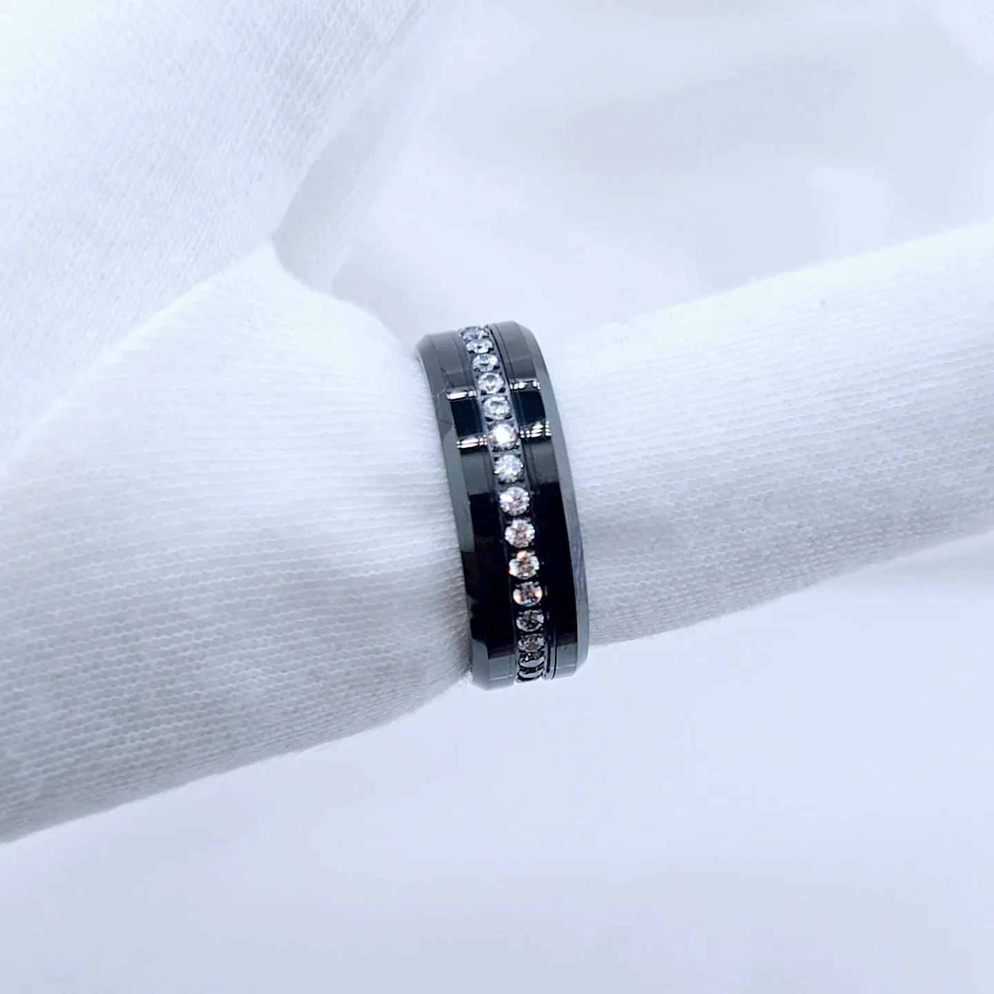 Created Diamond 8mm Black Tungsten Wedding Band