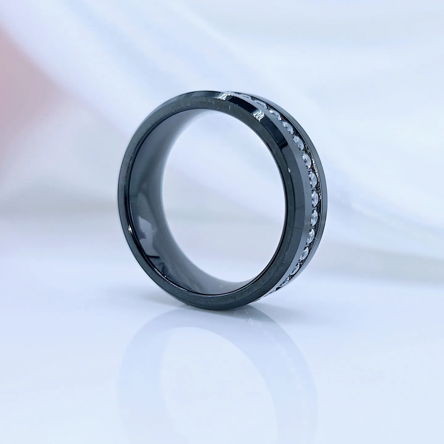 Created Diamond 8mm Black Tungsten Wedding Band