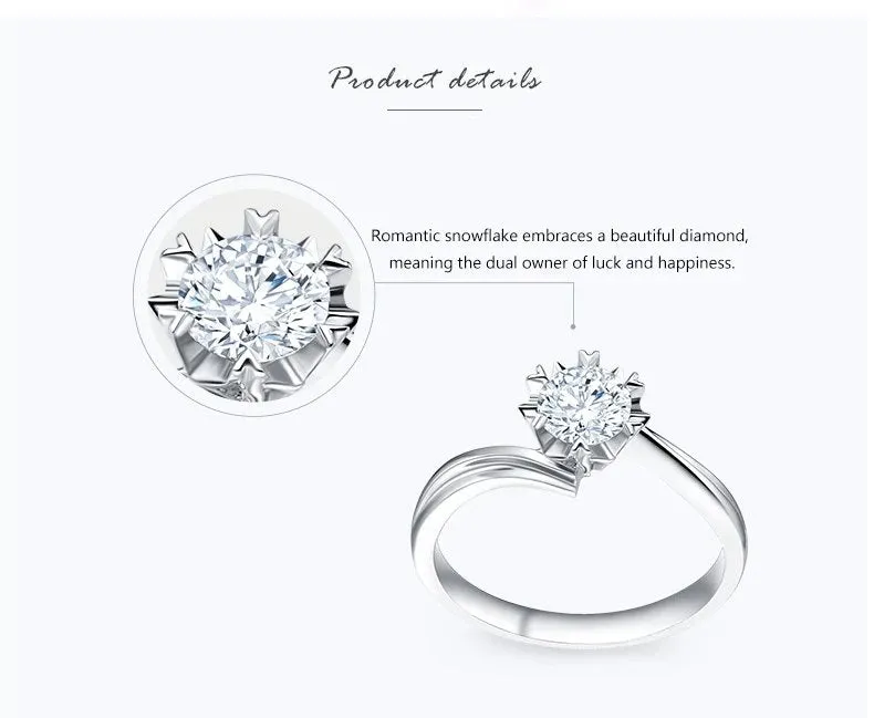 Created Diamond Ring Exquisite Six-petal Snowflake