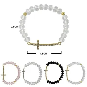 Crystal Bead With Cross Bracelets 43639SN (12 units )