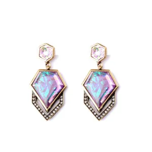 Dazzle Color Geometric Imitation Gems Brand Designer Women's Trendy Drop Earrings