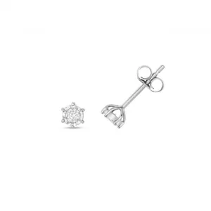 Diamond Jewellery 9ct White Gold Diamond Illusion Plate Studs ED164W