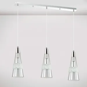 Diyas  IL31606 Emilia Pendant 3 Light Linear Polished Chrome/Crystal